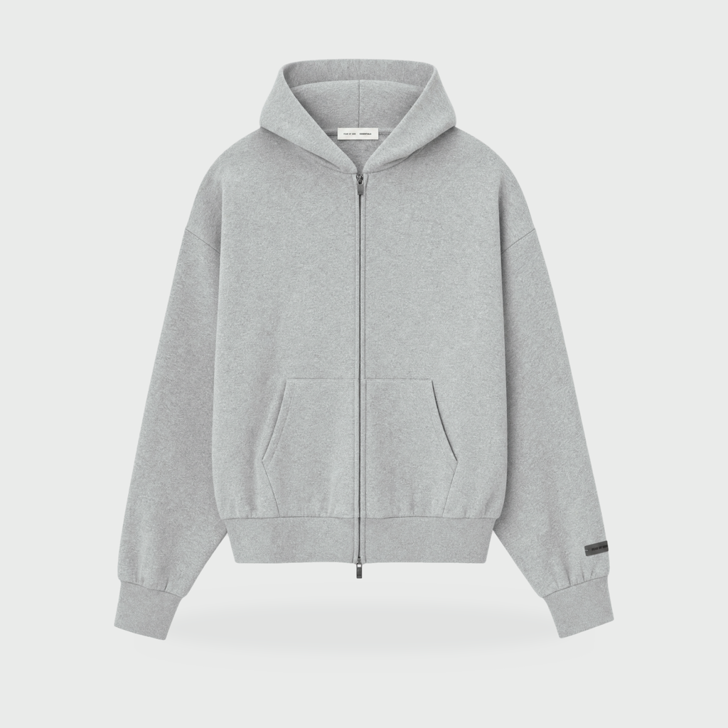 SP25 Essentials Zip Hoodie – Concrete Heather
