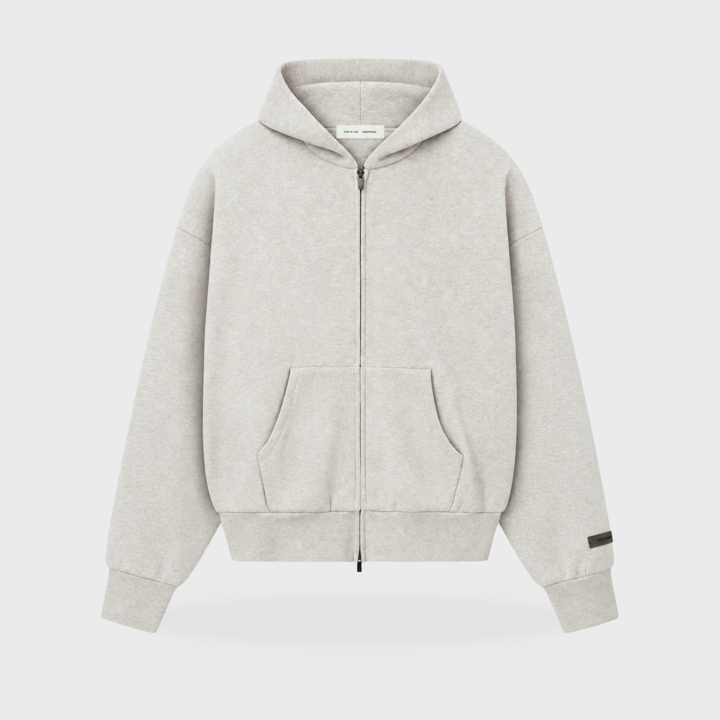 SP25 Essentials Zip Hoodie – Stone Heather