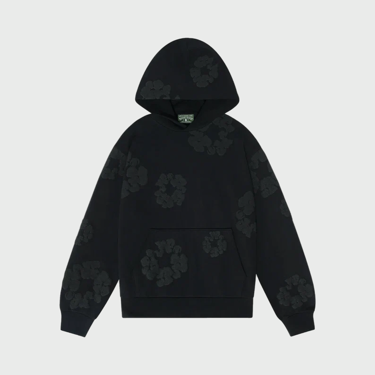 Cotton Wreath Hoodie Black Monochrome